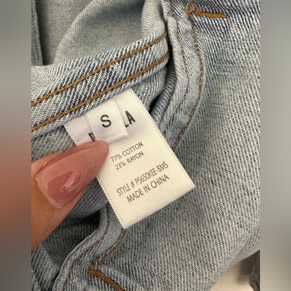 Pistola Cropped Denim Jacket Light Wash Trucker Style Small - Picture 4 of 5